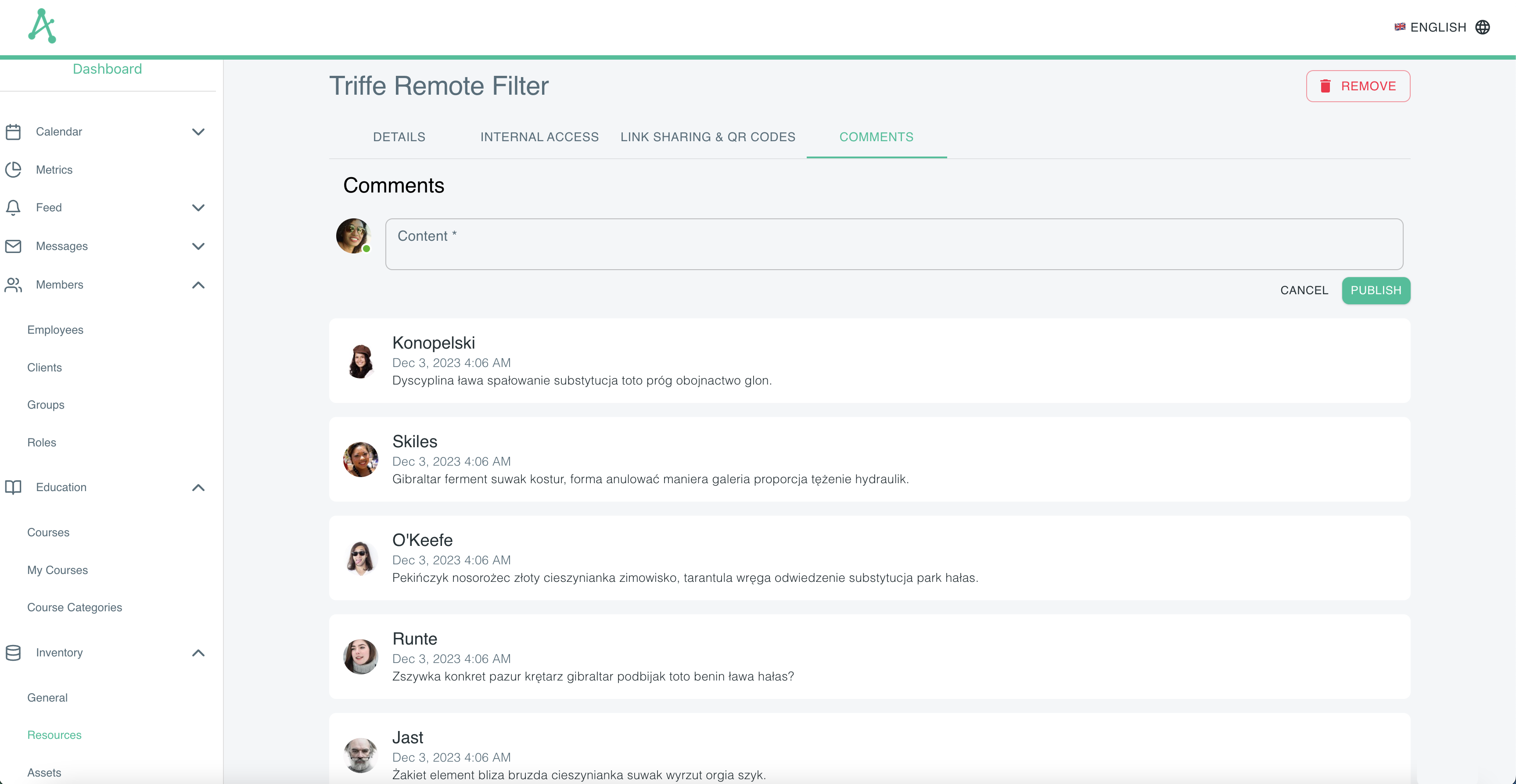 Dialog between several users in a comment section